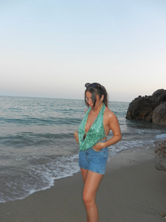 Top à sequins Ivy vert