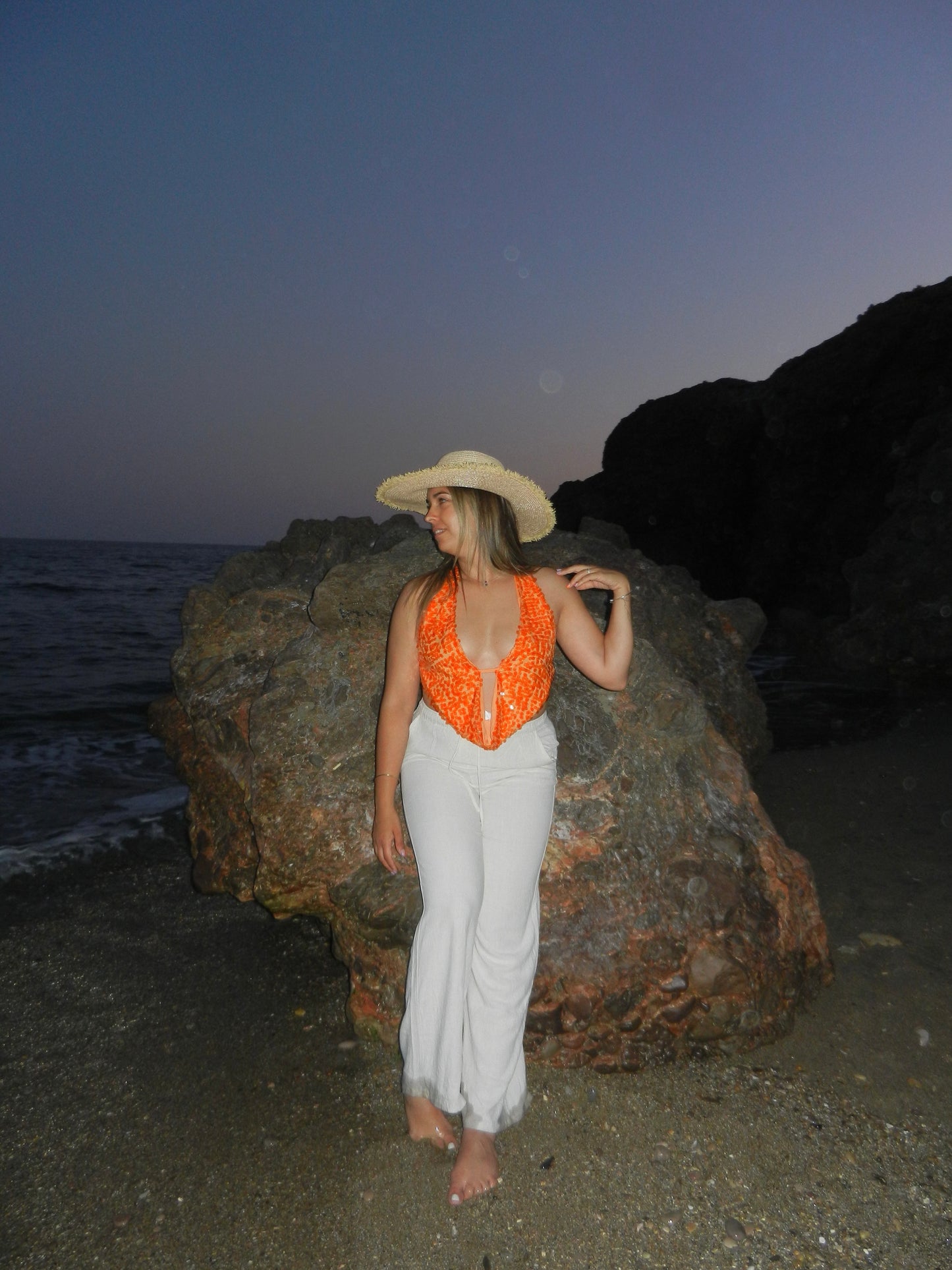 Top à sequins Ivy orange