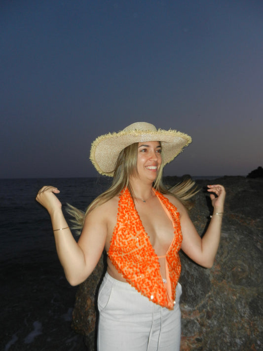 Top à sequins Ivy orange