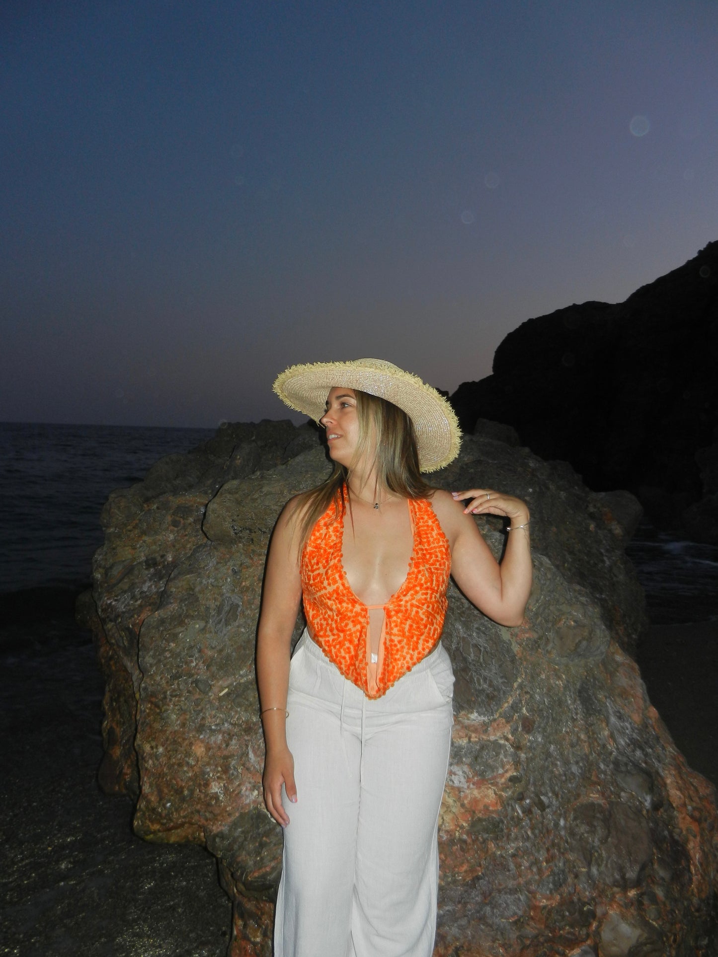 Top à sequins Ivy orange